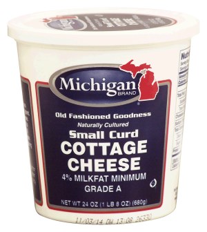 Michigan small curd cottage cheese, 4% milkfat minimum grade a 24 ounce