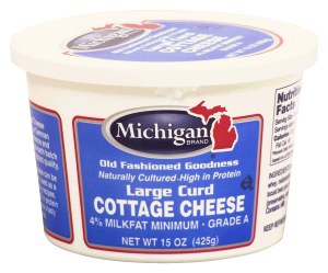 Michigan large curd cottage cheese, 4% milkfat minimum, grade a 15 ounce