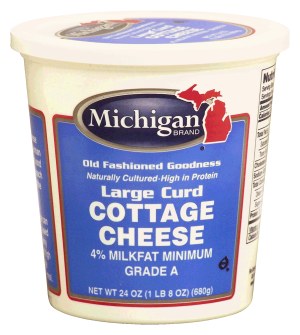 Michigan large curd cottage cheese, 4% milkfat minimum grade a 24 ounce