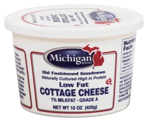 Michigan low fat cottage cheese, 1% milkfat, grade a 15 ounce