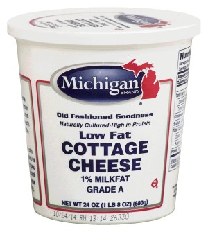 Michigan low fat cottage cheese 1% milkfat, grade A 24 ounce