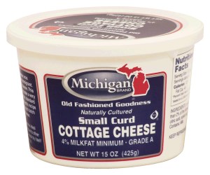 Michigan small curd cottage cheese, 4% milkfat minimum, grade a 15 ounce