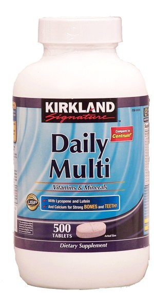 Kirkland Signature Daily Multi vitamin & minerals dietary supplement wit lycopene and lutein, tablets 500 count