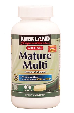 Kirkland Signature Mature Multi vitamin & mineral supplement formulated for adults 50+ 400 count