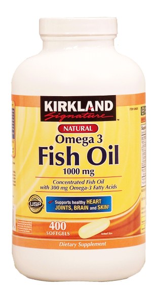 Kirkland Signature Omega 3 Fish Oil dietary supplement, 1000 mg, softgels 400 count