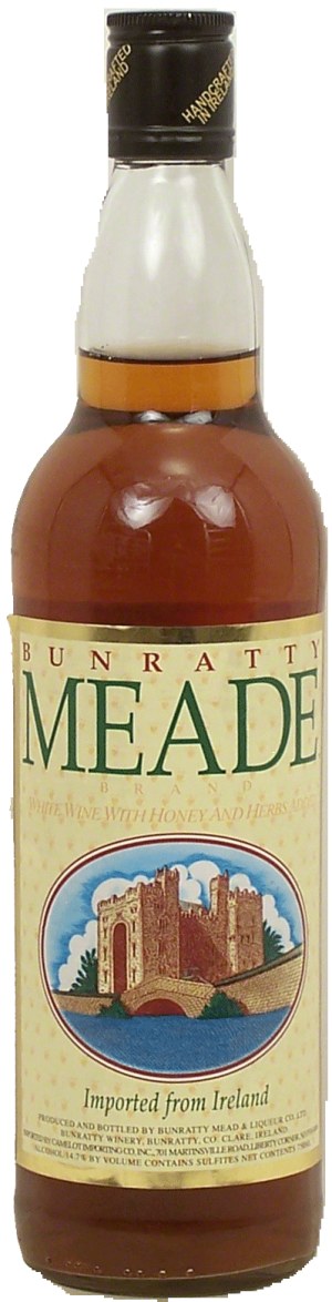 Bunratty Meade white wine with honey and herbs added, imported from Ireland, 14.7% alc. by vol. 750 milliliter